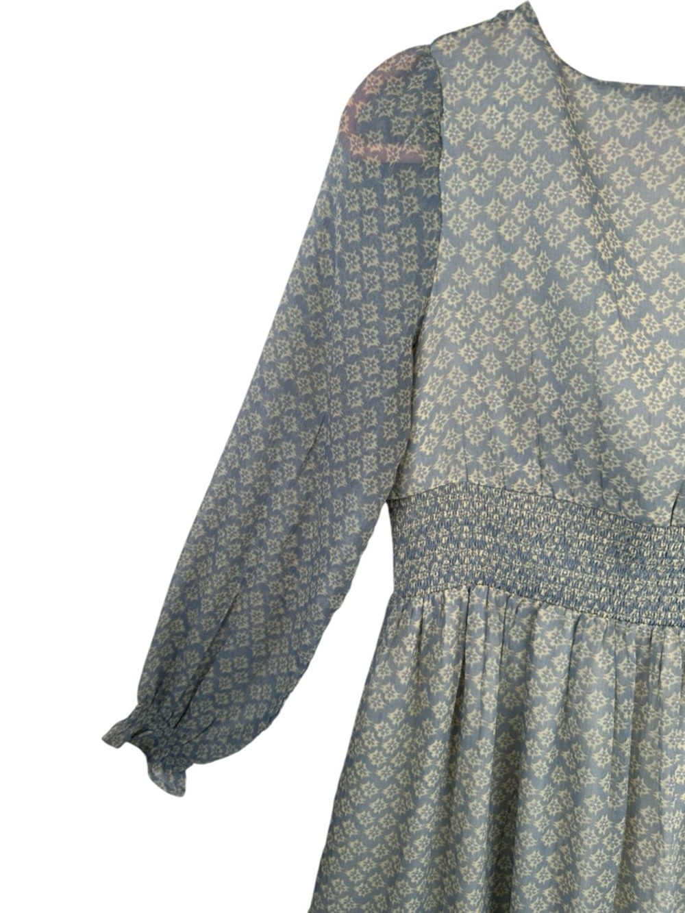 Patrons of Peace Smocked Maxi Dress M Boho Prairie New Romantic Long Sleeve - Picture 16 of 16